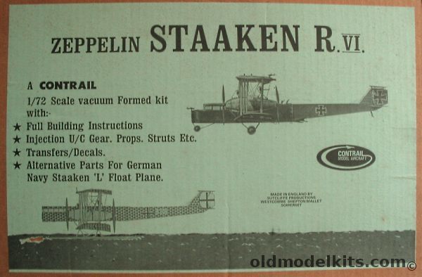 Contrail 1/72 Zeppelin Staaken R.VI -  Land Bomber or German Navy 'L' Floatplane plastic model kit